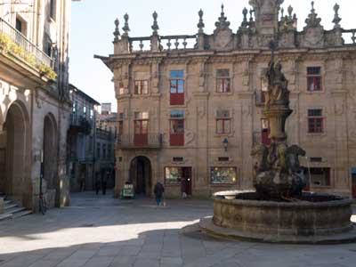 Platerías Square fountain in Santiago de Compostela