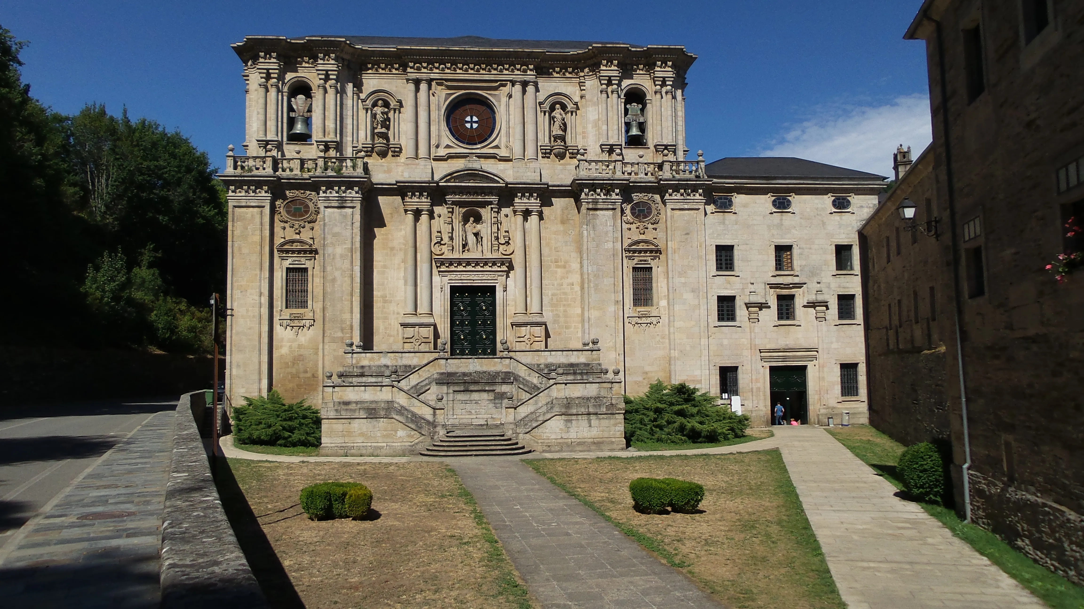 The Baroque church façade of the Benedictine monastery of Samos.