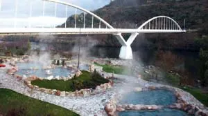 Steam rising from the outdoor thermal pools beside the Miño in Ourense.