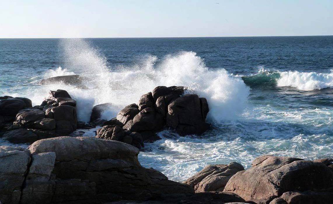 Atlantic waves breaking over the rocky Galician coast.
