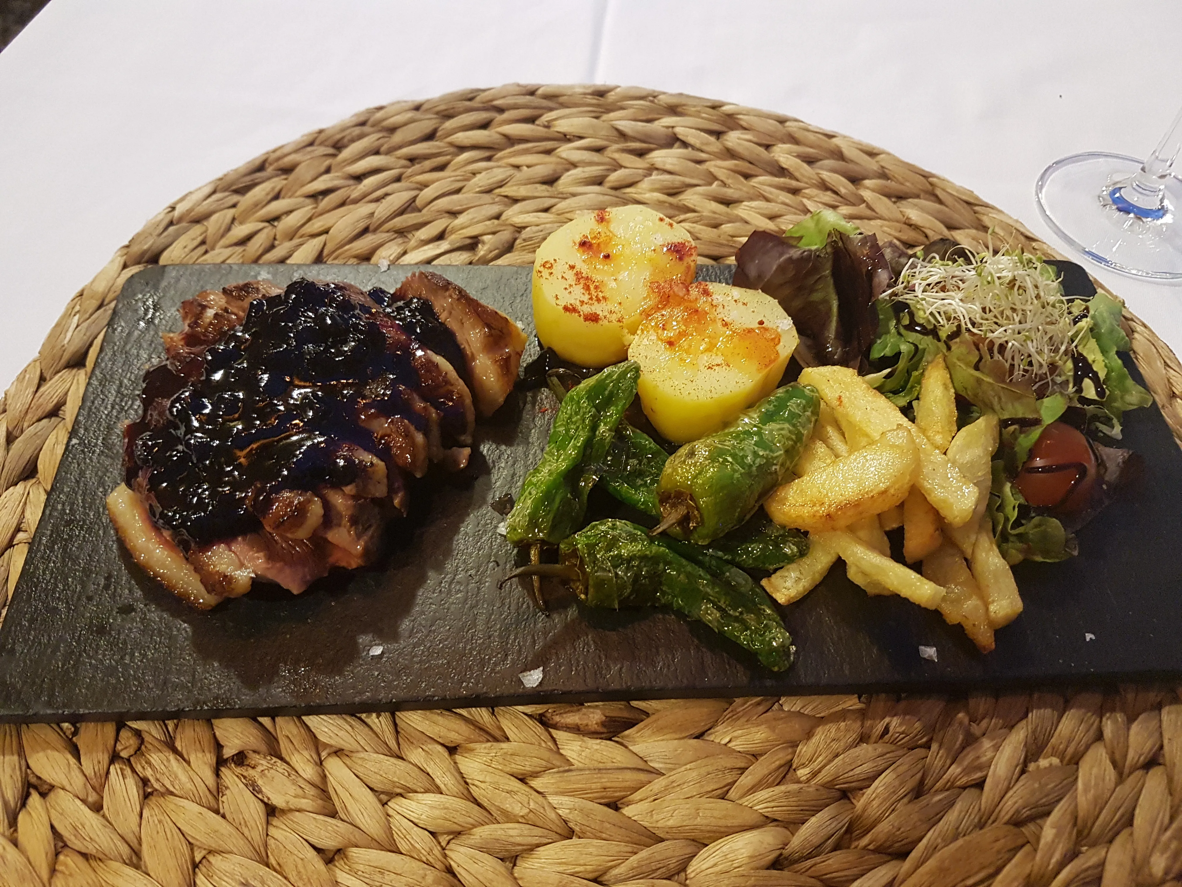 A generous meal served to travelers on the Camino.