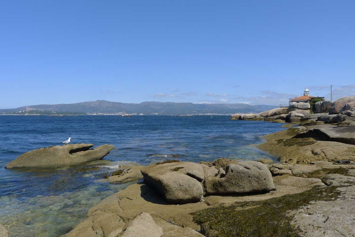 Granite coastline and clear Atlantic water in the Rías Baixas.