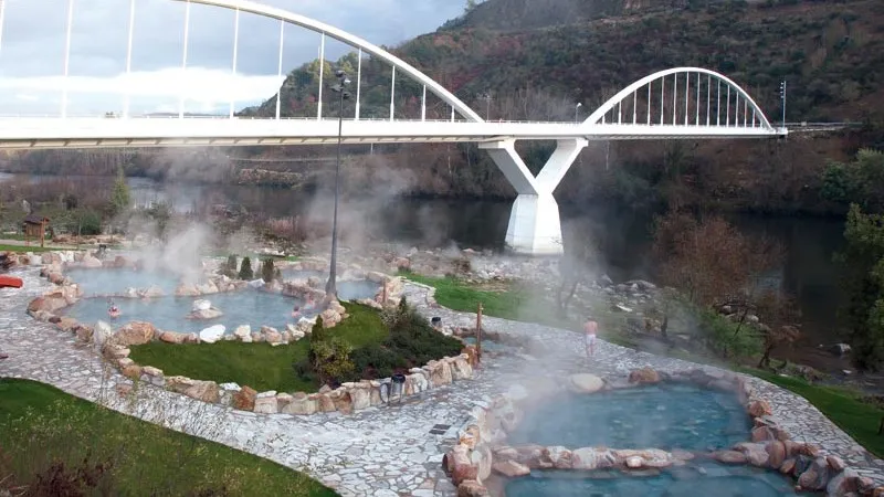 Thermal pools beside the River Miño in Ourense on the Sanabrés Way.