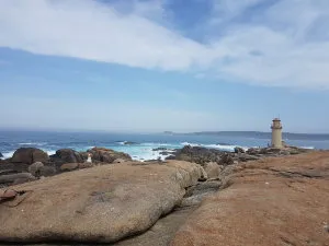 The Atlantic shoreline at Muxía on the Camino beyond Santiago.