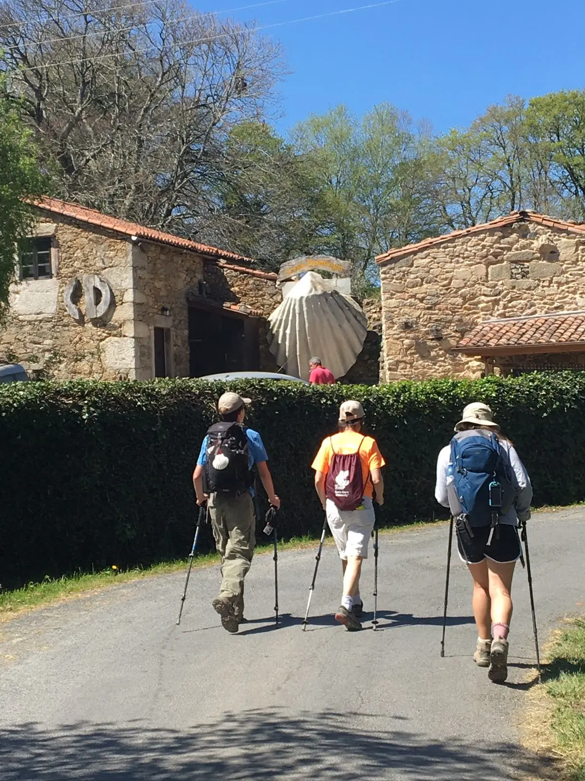 A group of pilgrims walking the French Way together.