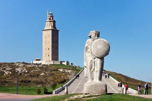 The Tower of Hercules rising above the Atlantic coast at A Coruña.