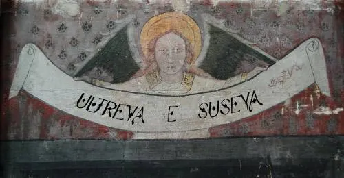 A historic image bearing the words Ultreya and Suseya.