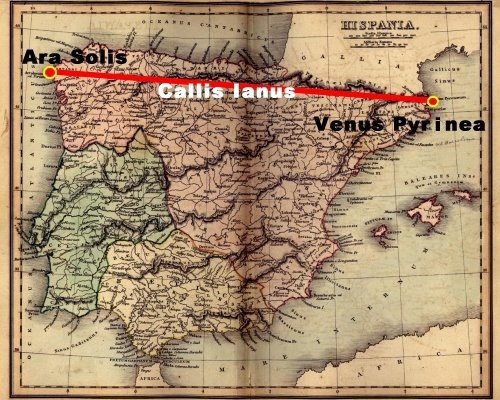 Plan de la Pénisule Ibérique coupé par le Chemin de Janus ou de Hercules